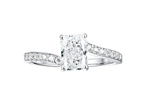 White Lab-Grown Diamond H VS2 Rhodium Over Sterling Silver Bypass Ring 1.10ctw