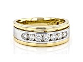 White Lab-Grown Diamond 14k Yellow Gold Mens Ring 0.75ctw