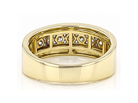 White Lab-Grown Diamond 14k Yellow Gold Mens Ring 0.75ctw