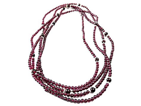 Garnet Beaded Sterling Silver Necklace 250.00ctw