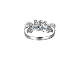 Blue Cubic Zirconia Rhodium Over Sterling Silver Ring 3.21ctw