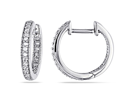0.25ctw Inside Outside Diamond Hoop Earrings in 14k White Gold  Gold