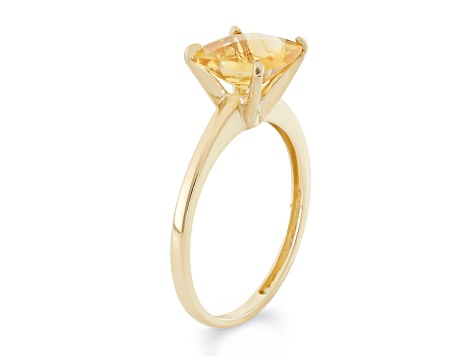 Square Cushion Citrine 10K Yellow Gold Ring 1.50ctw