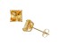 Citrine Princess Cut 10K Yellow Gold Stud Earrings, 2.00ctw