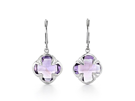 Purple Cushion Amethyst Sterling Silver Earrings 10ctw