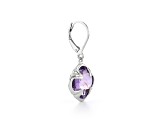 Purple Cushion Amethyst Sterling Silver Earrings 10ctw