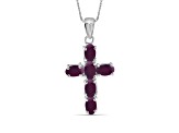 Red Ruby with White Diamond Accent Rhodium Over Sterling Silver Pendant with Chain 2.60ct