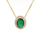 3.50 Ctw Emerald and 0.46 Ctw White Diamond Pendant in 14K YG