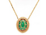 3.50 Ctw Emerald and 0.46 Ctw White Diamond Pendant in 14K YG