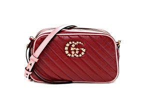 Gucci Marmont Red Leather Diagonal Matelasse Shoulder Bag