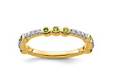 14K Yellow Gold Stackable Expressions Peridot and Diamond Ring 0.2ctw