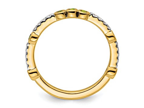 14K Yellow Gold Stackable Expressions Peridot and Diamond Ring 0.2ctw