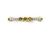 14K Yellow Gold Stackable Expressions Peridot and Diamond Ring 0.2ctw