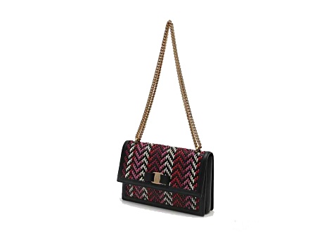 Ferragamo Ginny Multi Pink and Red Plaited Calf Leather