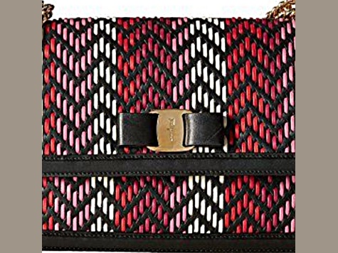 Ferragamo Ginny Multi Pink and Red Plaited Calf Leather