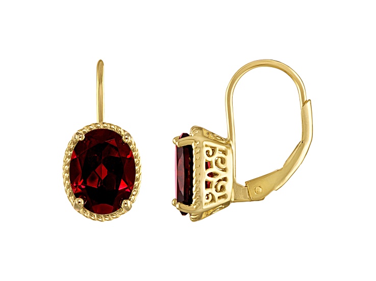 Red Garnet 14k Gold Over Sterling Silver Earrings 4.20ctw