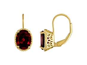 Red Garnet 14k Gold Over Sterling Silver Earrings 4.20ctw