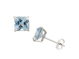 Princess Cut Blue Spinel 10K White Gold Stud Earrings 2.20ctw