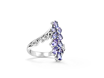 Picture of Rhodium Over Sterling Silver Mixed Shape Tanzanite Ring 1.96ctw