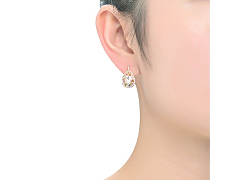 Multi-Colored Cubic Zirconia, 14k Gold Plated over Sterling Silver
