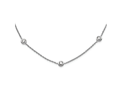 Rhodium Over 18K White Gold Diamond Stations 18 Inch Necklace