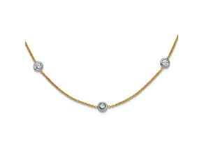 18K Yellow Gold 1.5mm Diamond Stations 18 Inch Necklace