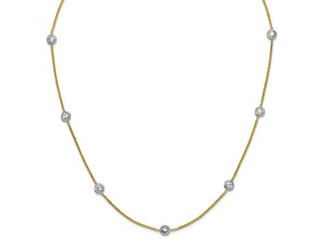 18K Yellow Gold 1.5mm Diamond Stations 18 Inch Necklace