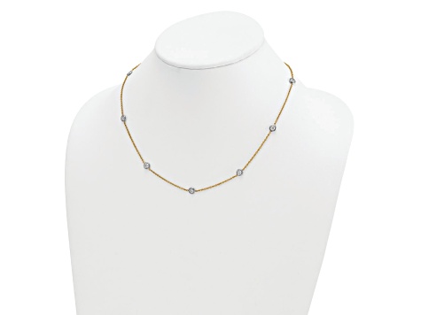 18K Yellow Gold 1.5mm Diamond Stations 18 Inch Necklace