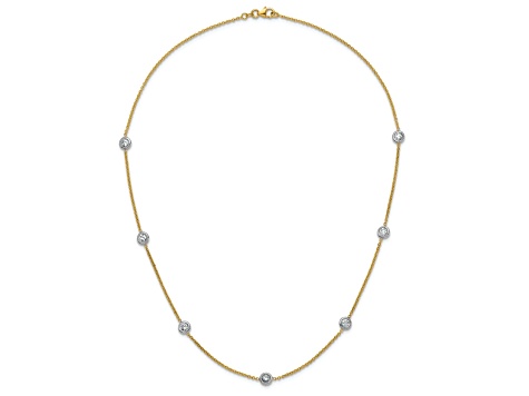 18K Yellow Gold 1.5mm Diamond Stations 18 Inch Necklace