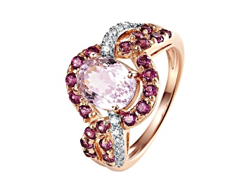 Picture of Kunzite & Rhodolite Garnet 14k Rose Gold Over Sterling Silver Ring 3.69 Cttw