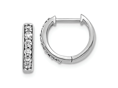 Rhodium Over 14K White Gold Lab Grown Diamond SI1/SI2, G H I, Hinged Hoop Earrings