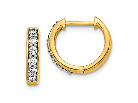 14K Yellow Gold Lab Grown Diamond SI1/SI2, G H I, Hinged Hoop Earrings