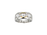 White Cubic Zirconia Platinum and 18k Yellow Gold Over Sterling Silver Ring 1.26ctw