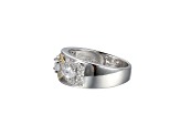 White Cubic Zirconia Platinum and 18k Yellow Gold Over Sterling Silver Ring 1.26ctw