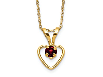 Picture of 14K Yellow Gold 3mm Garnet Heart Birthstone Necklace