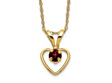 14K Yellow Gold 3mm Garnet Heart Birthstone Necklace