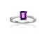 Rectangular Octagonal Amethyst Sterling Silver Solitaire Ring