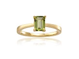 Rectangular Octagonal Peridot 14K Yellow Gold Over Sterling Silver Solitaire Ring