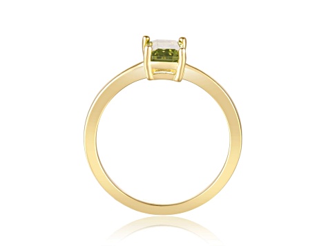 Rectangular Octagonal Peridot 14K Yellow Gold Over Sterling Silver Solitaire Ring