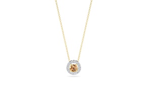 Champagne and White Diamond 10k Yellow Gold Pendant with 18" Rope Chain