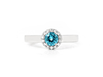 Picture of Rhodium Over Sterling Silver Paraiba Blue Apatite and Lab Grown Diamond Accent Ring 0.69ctw