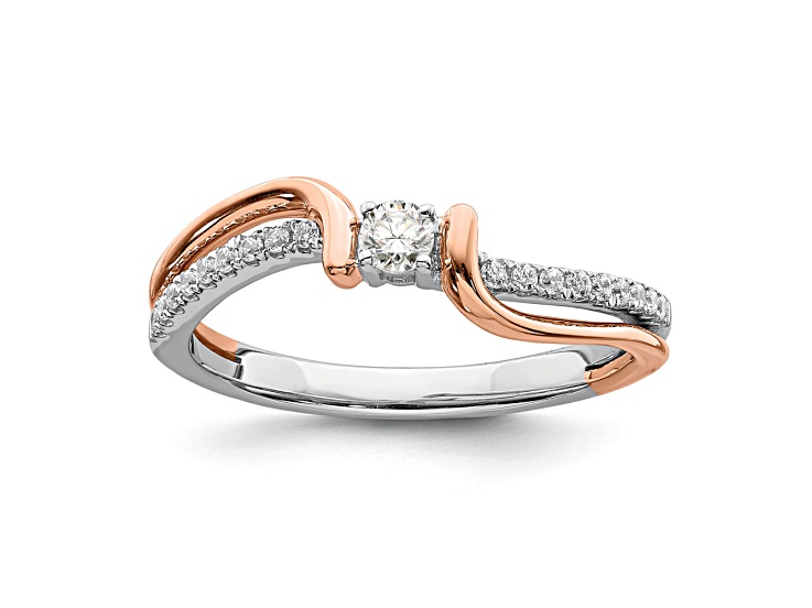 14K Two-tone White and Rose Gold First Promise Diamond Promise Ring 0.20ctw