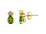 7x5mm Pear Shape Peridot with Diamond Accents 14k Yellow Gold Stud Earrings