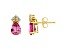 7x5mm Pear Shape Pink Topaz with Diamond Accents 14k Yellow Gold Stud Earrings