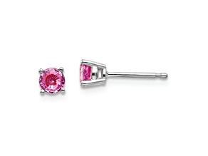 Rhodium Over 14K White Gold Pink Sapphire Earrings