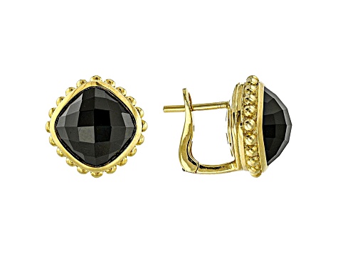 Judith Ripka 6.6ctw Black Onyx 14k Gold Clad Stud Earrings