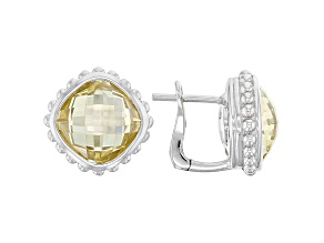 Judith Ripka 7.0ctw Canary Yellow Cubic Zirconia Rhodium Over Sterling Silver Stud Earrings