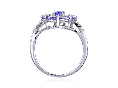 Tanzanite and White Topaz Sterling Silver Cluster Ring