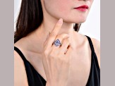 Tanzanite and White Topaz Sterling Silver Cluster Ring