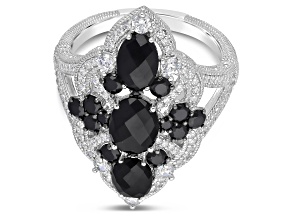 Judith Ripka 5.78ctw Black Spinel and Bella Luce Rhodium Over Sterling Silver Ring